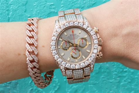 iced out rolex rose gold|fully iced out Rolex.